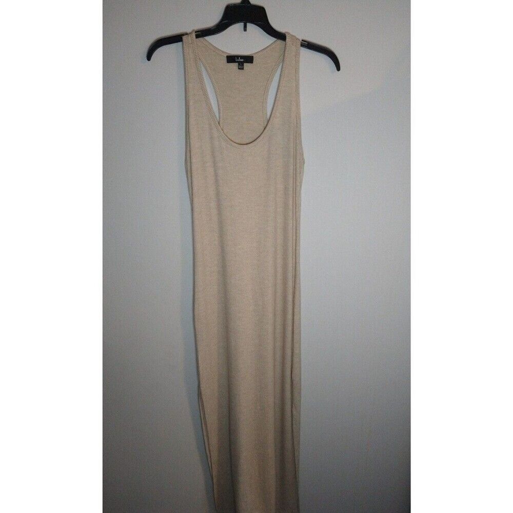 Lulus Maxi tank side slit dress large oatmeal beachy summer Boho